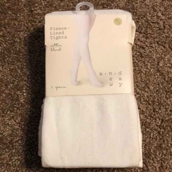 Ivory Fleece-Lined Tights